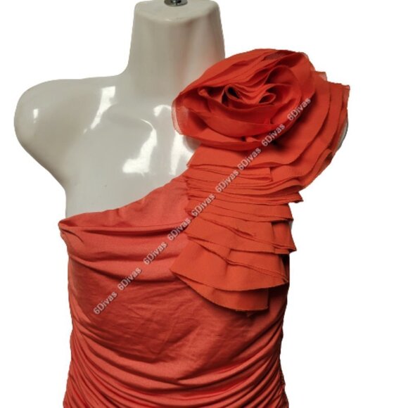 SEXY orange one shoulder figure hugging cocktail tight dress size M - Picture 2 of 12